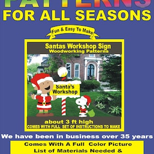 santa;s workshop sign Whoville woodworking pattern  Yard Art, PATTERNSRUS about 3 feet high, fun & easy to make, full size patterns