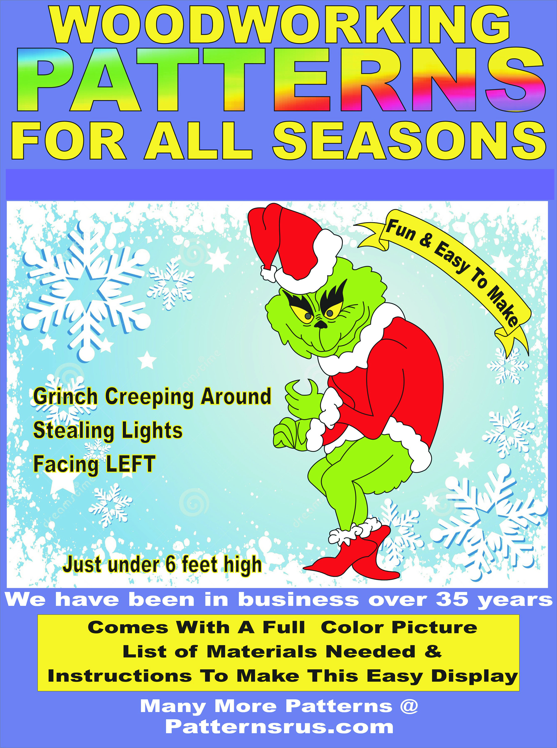 GRINCH CREEPING Facing Left Stealing Woodworking Pattern Etsy