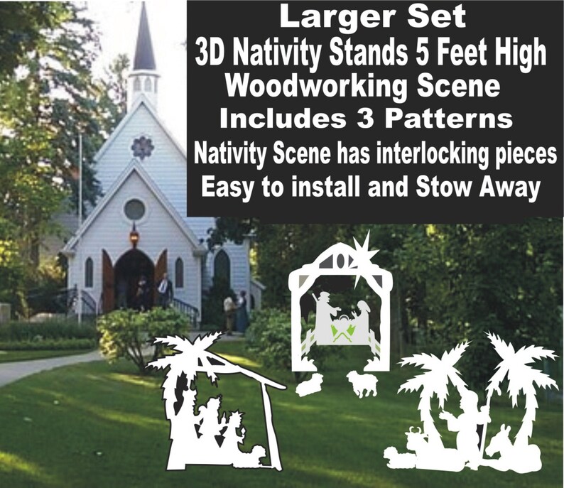 Nativity set 3D outdoor LARGE woodworking Christmas patterns | Etsy