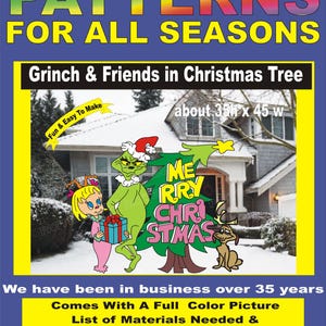 grinch & friends in christmas tree about 3ft h x 4ft w  Woodworking  Pattern, Yard Art by PATTERNSRUS