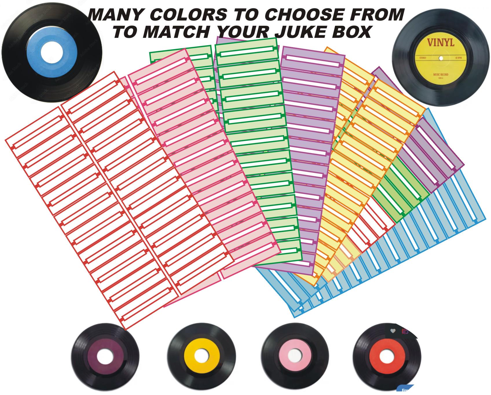 Juke Box Labels MULTI COLOR Heavier Bond 65 Ib Wurlitzer Rockola