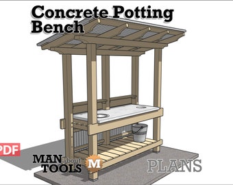 Concrete Potting Bench with Roof and Countertop Plan
