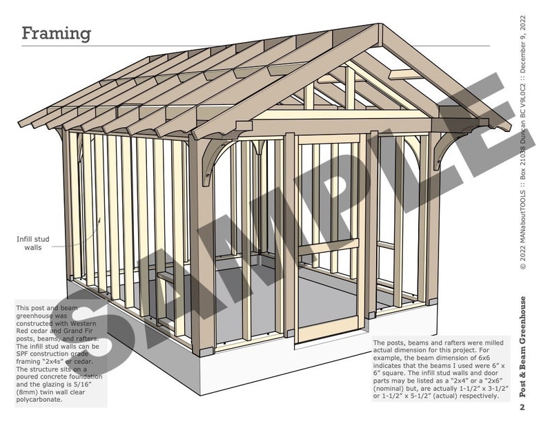 Post & Beam Greenhouse Plan Etsy