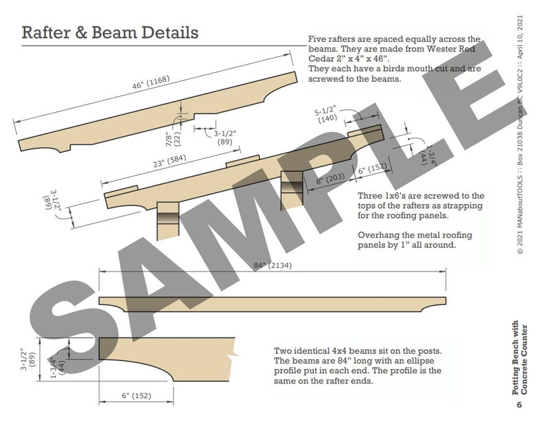 Rafter Process Concrete Potting Bench With Roof and Countertop Plan - Etsy