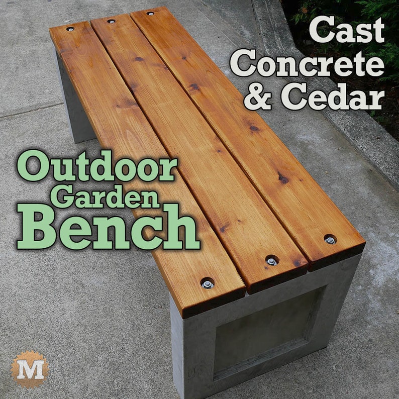 Concrete & Cedar Garden Bench Plan Etsy