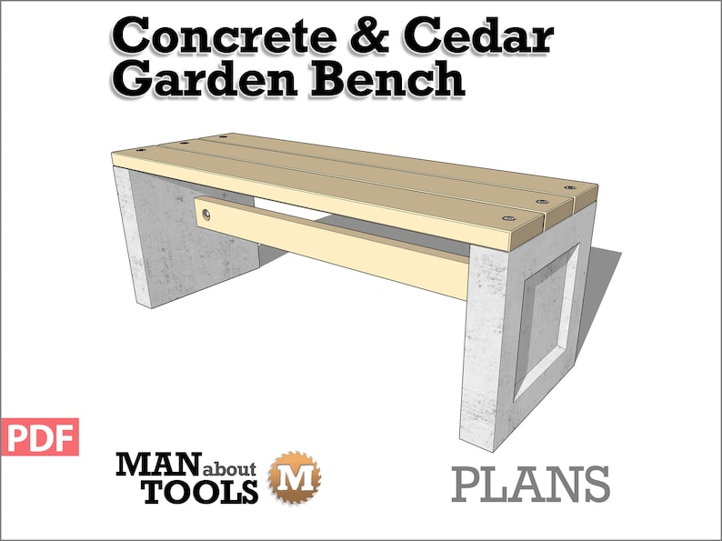 Concrete & Cedar Garden Bench Plan Etsy