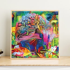 Cute Little Hedgehog Rainbow Abstract Impressionist Mosaic Style Art Print | Square 12&quot;x12&quot; | Print At Your Local Print Shop Or Online