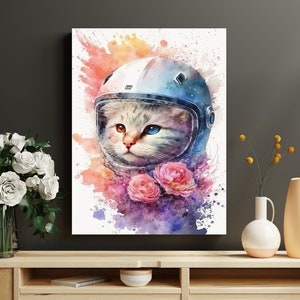 Watercolor Painted Kitten Floral Art Print  | 8&quot;x10&quot; | High Quality Prints From Home | Crazy Cat Lady Home Décor | Digital Download File