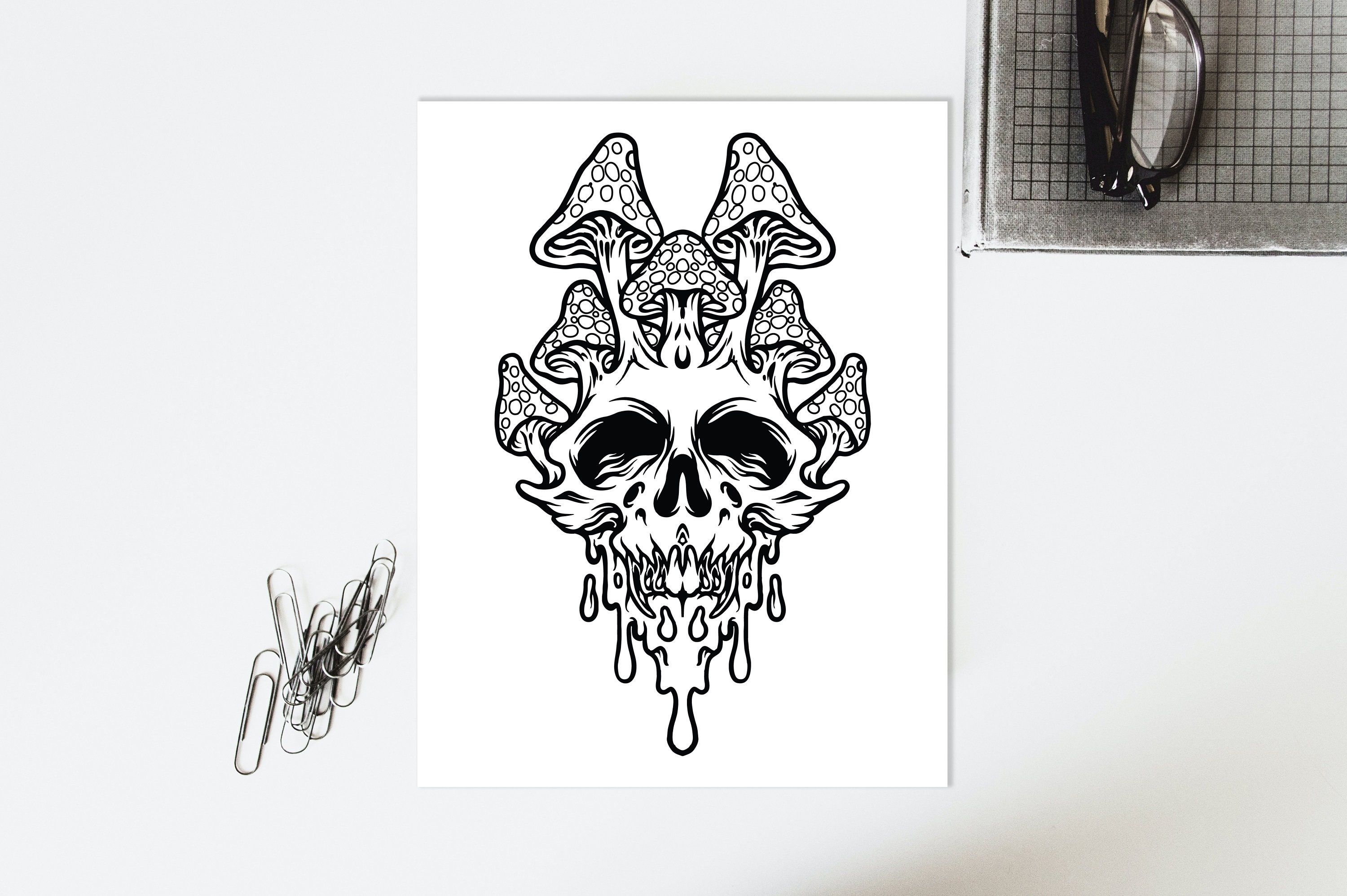 Mushroom Skull Coloring Pages for Adults 8 Pages Unique & Dynamic ...