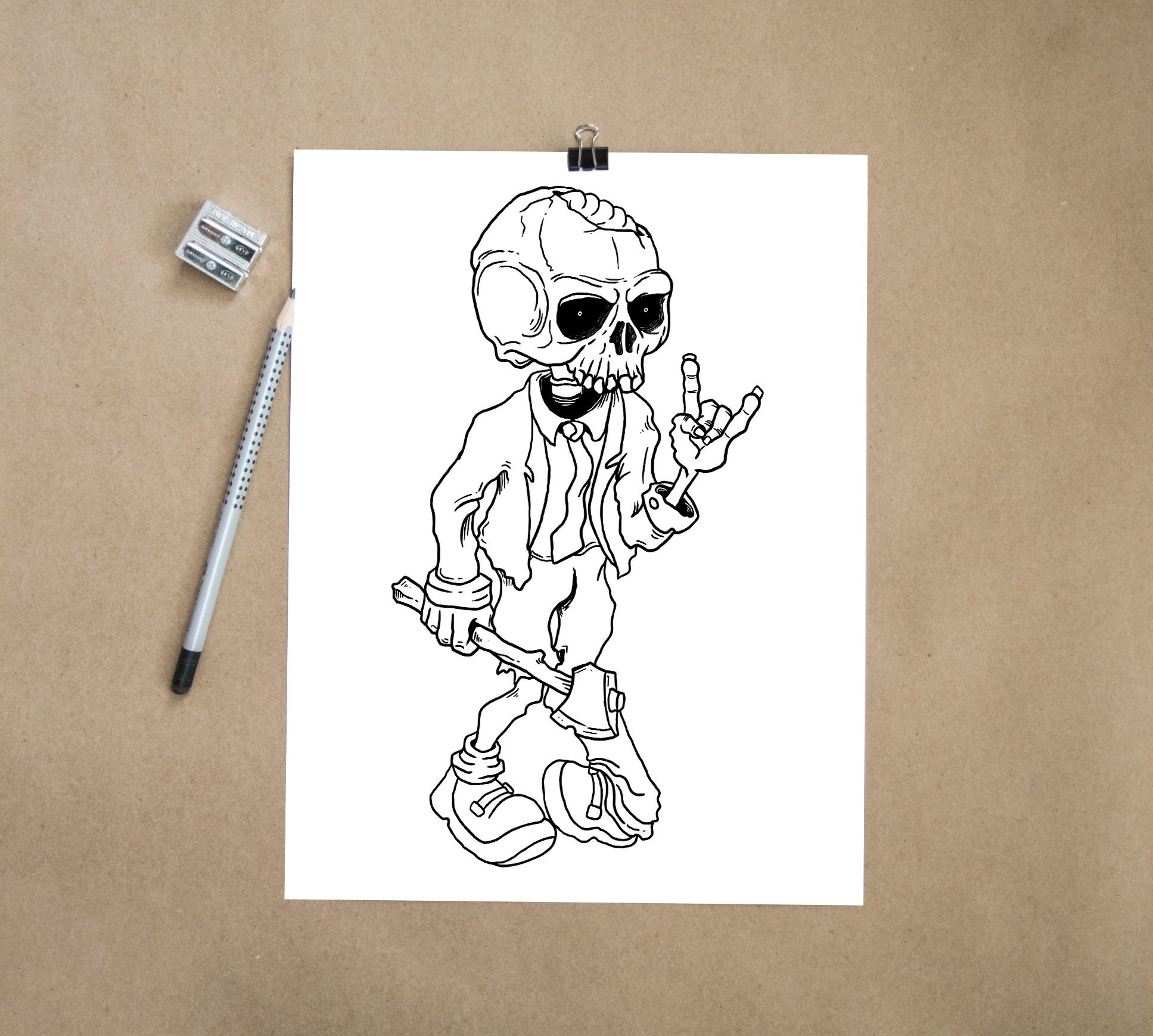 25 Assorted Zombie Themed Coloring Pages for Adults or Young - Etsy