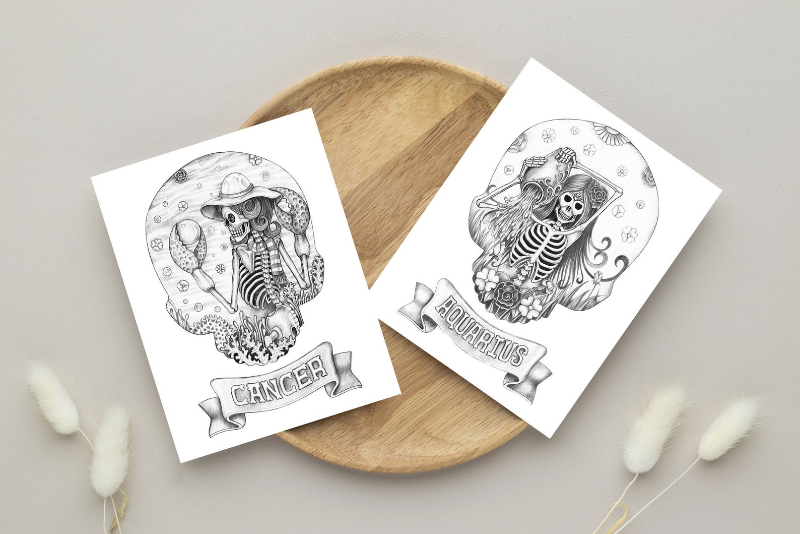 12 Skeleton Zodiac Sign Coloring Pages for Adults | Sketched Style ...