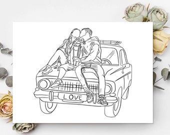 50 Couples In Love Coloring Pages For Adolescents Or Adults Alike! | DELUXE SET | Unique Designs | Print At Home | High Quality Prints