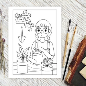 10 Assorted Girl In Her Daily Routine Coloring Pages For Kids Or Adults | Unique, Girly Designs | Print At Home | High Quality Prints