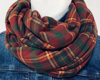Burgundy, Forest Green , Gold 100 % cotton flannel scarf, soft and beautiful   all sizes for everyone on your list
