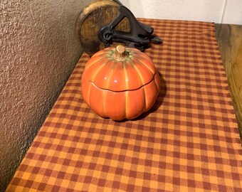 Fall Woven 100% Cotton Table Runner 10" and 14" width many lengths and larger Beautiful Rust and Pumpkin color, , easy to wash and dry