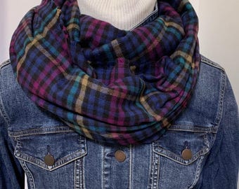 Gems, Purple, Saphire blue, Turquoise 100 % cotton flannel scarf, soft and beautiful   all sizes for everyone on your list
