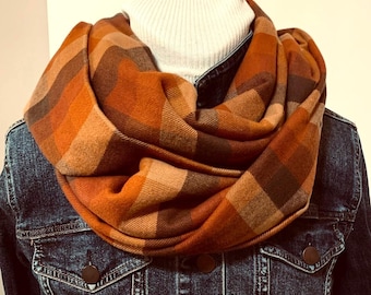 Pumpkin Spice, Brown, Camel, Rust make this 100 % cotton flannel scarf, soft and beautiful   all sizes for everyone on your list
