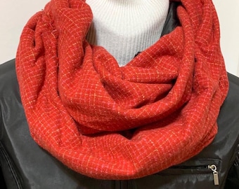 Red  100 % cotton flannel scarf, a beautiful red with tiny white squares70x14, all sizes for everyone on your list