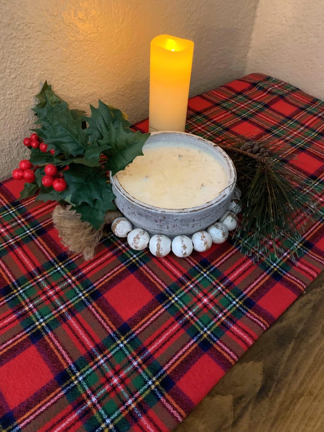 DII Tartan Holly Plaid Tablecloth, 52"x52", 100% Cotton - View #8