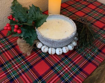 Christmas Red and Green Plaid Cotton Flannel Table Runner 10" and 14" width and many length options, soft and  easy to wash