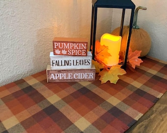 Fall Buffalo Plaid, Rust, Brown, Beige, Burnt Umber.  Matches all fall colors for a beautiful decor  many length options