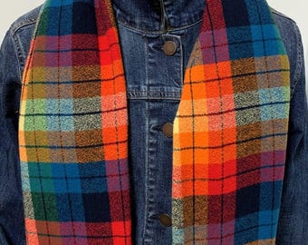 Colorful 100% Cotton woven Plaid Scarf, All Sizes (Adult and Child) Cotton Flannel , great way to match any outfit and brighten the day