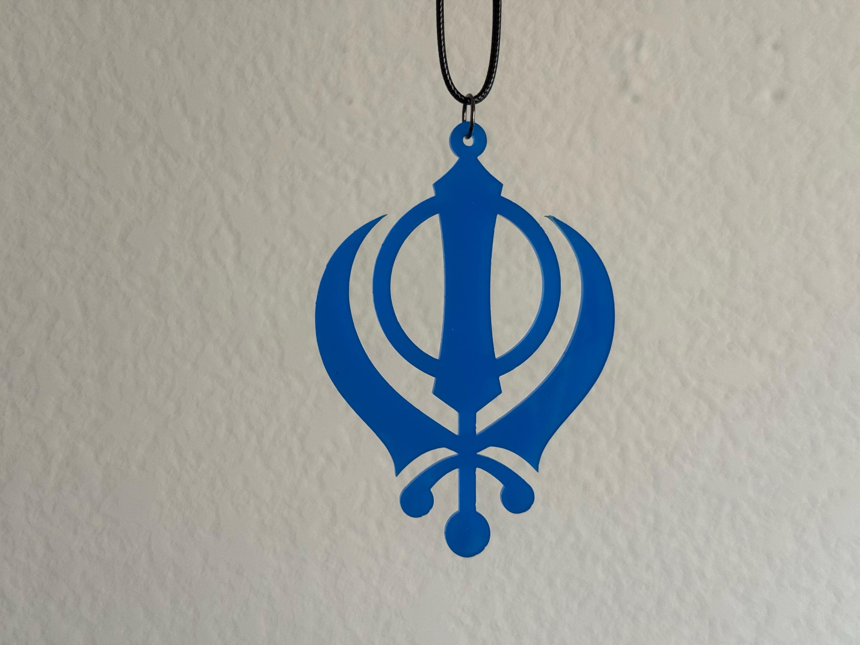 Orange Sikh Khanda Car Ornament: Punjabi Pride Rear View Mirror Hanger