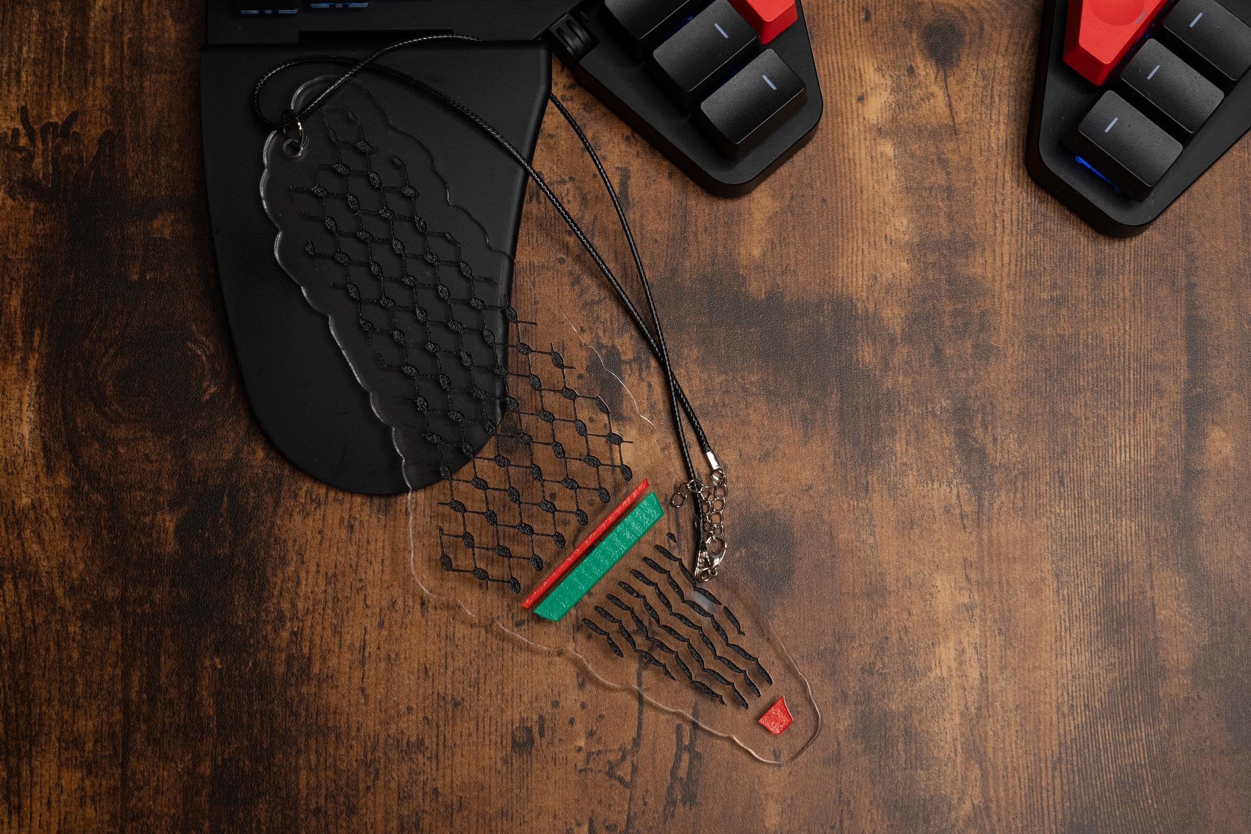 Palestine Map Car Charm: Clear Acrylic Kufia Rear View Mirror Hanger