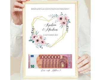 Hochzeitsgeschenk Eure erste Million | Geschenk für Brautpaar |  Geld schenken | Digital Download |  Geldgeschenk Hochzeit personalisiert