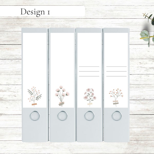 4 stickers for folder spines mini flowers | Boho Flowers | 192 x 61 mm for wide folders