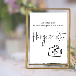 Hangover Kit Sign Wedding Black and White Simple | Hangover Kit lettering standee | Wedding decoration signpost | A4 - A5 - 13 x 18 cm