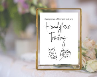 Cell phone-free wedding sign wedding black and white | Cell phone-free wedding lettering display | Wedding decoration signpost | A4 - A5 - 13 x 18 cm