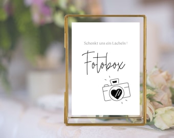 Photo box sign wedding black and white simple | Photo box lettering stand | Wedding decoration signpost | A4 - A5 - 13 x 18 cm