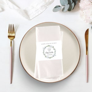 12 x napkins banderole baptism personalized | birthday | Communion | Confirmation | Party decoration | Eucalyptus