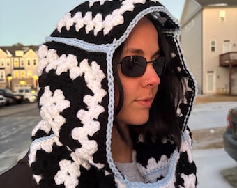Handmade Crochet Balaclava | Cozy Granny Square Hood | Soft Winter Head Cover