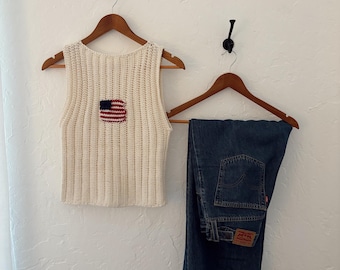 Handmade Crochet American Flag Tank Top