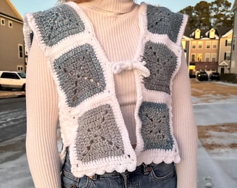 Handmade Crochet Granny Square Vest | Cozy Layering Vest