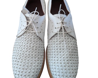 Salvatore Ferragamo white woven leather oxfords Men us 11.5 uk 10.5 eu 44.5 au 10.5
