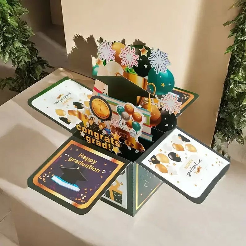Graduation 3d Gold Graduation 3D Greeting Card Box, Pop-up Graduation Card - Etsy