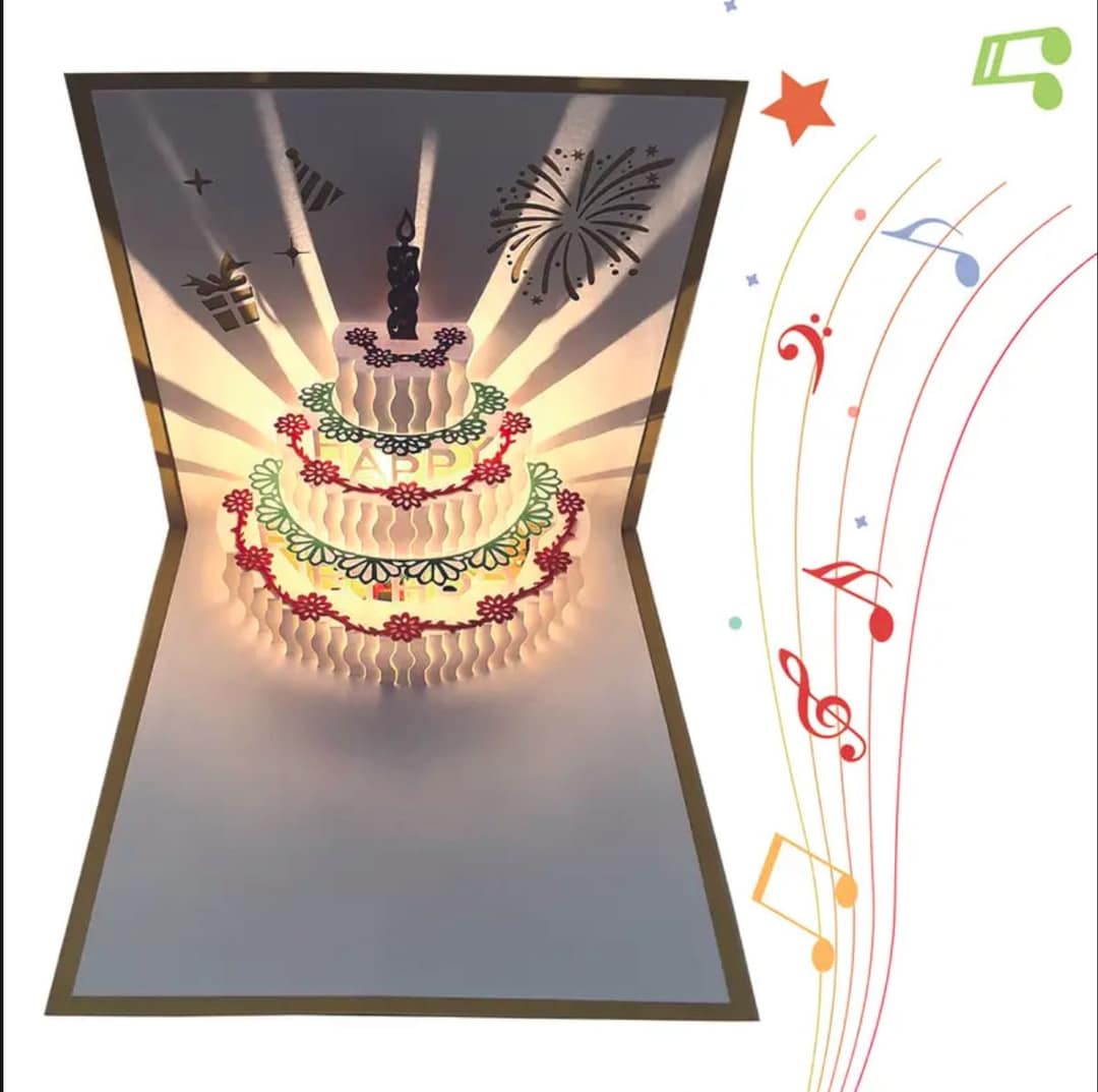 3D Pop up Birthday Card, Musical With LED Lights 1 - Etsy