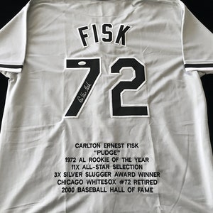 Carlton Fisk Signed Autographed Gray Baseball Stat Jersey with JSA COA | Chicago Great | Size XL