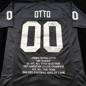 Jim Otto Signed Autographed Black Stat Football Jersey with JSA COA  Oakland Great Size XL