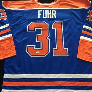 Autographed/Signed Grant Fuhr Edmonton White Hockey Jersey JSA COA