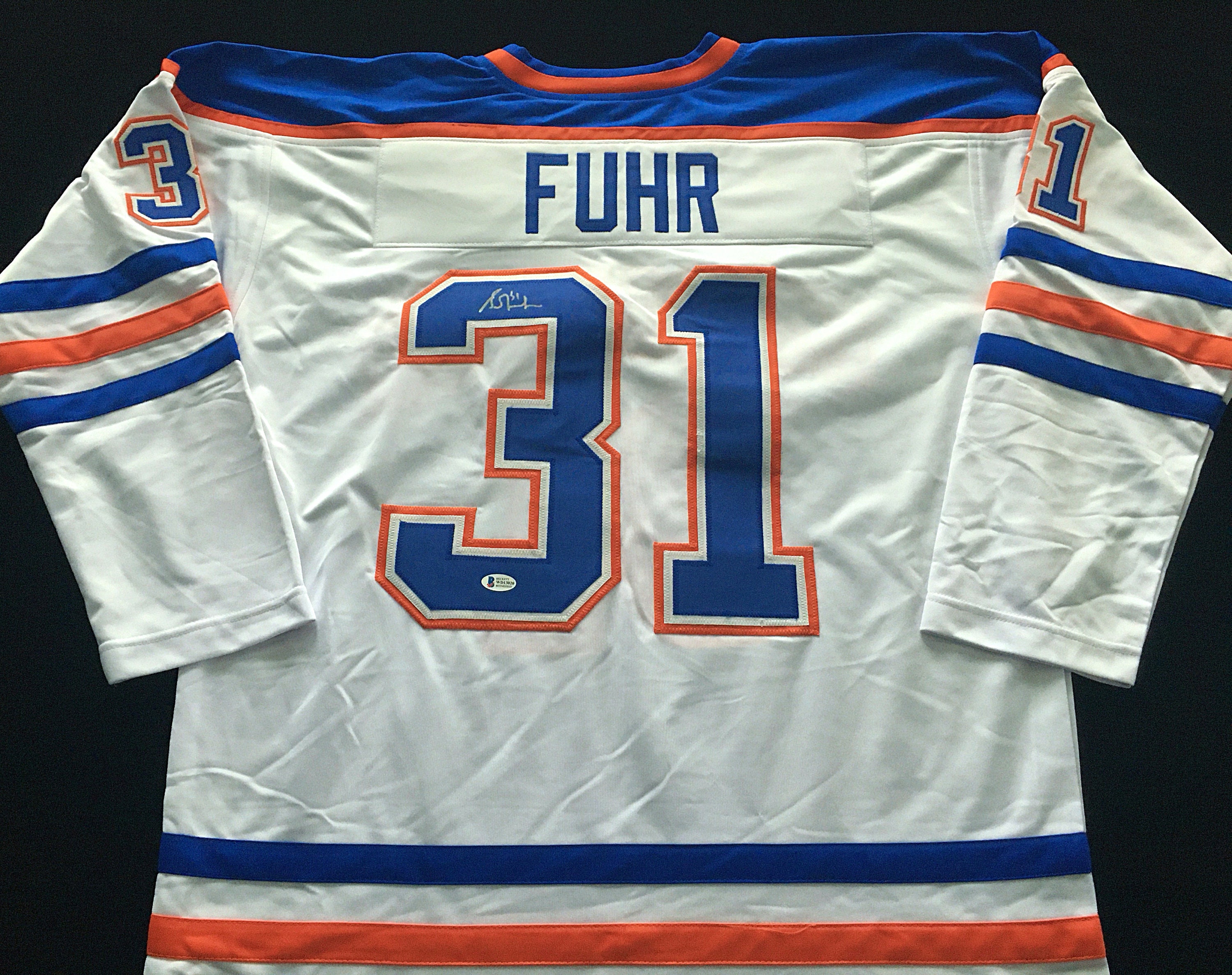 Autographed/Signed Grant Fuhr Edmonton White Hockey Jersey JSA COA