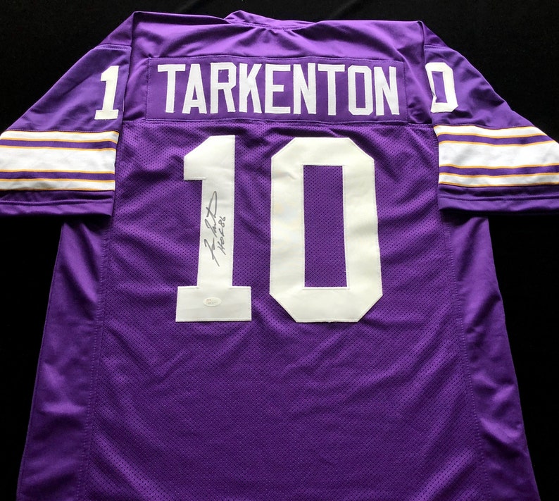 Fran Tarkenton Minnesota Vikings Signed Autographed Purple Football Jersey with JSA COA