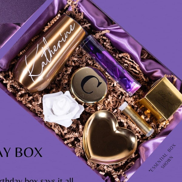 Purple Birthday box - Personalized Birthday gift  - Appreciation gift for her- luxury - Mom, Friend, Aunt, Wife, Anyone - Elegant gift