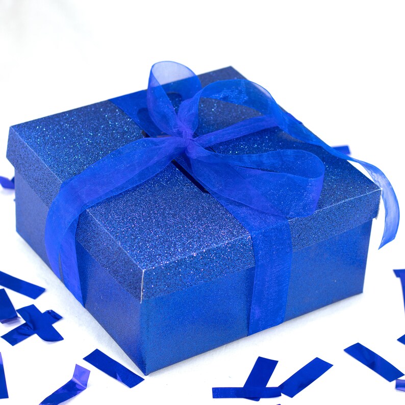 Custom Birthday Gift Box Birthday Gift Box for Him- Anyone Elegant gift Birthday Gift box for her Blue Birthday Gift Box 9