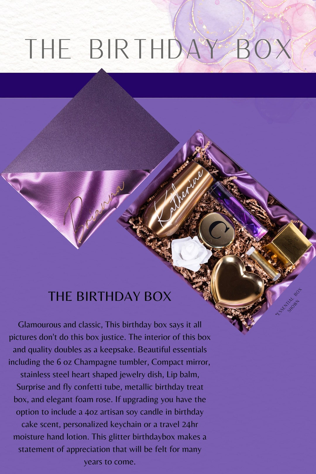 Purple Birthday Box Personalized Birthday Gift Appreciation Gift for Her Luxury Mom, Friend