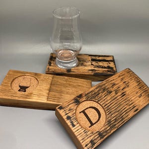 Bourbon Barrel Tasting coaster with cork insert ~ bourbon gift ~ whiskey gift ~ man gift ~ man cave ~ bachelor gift