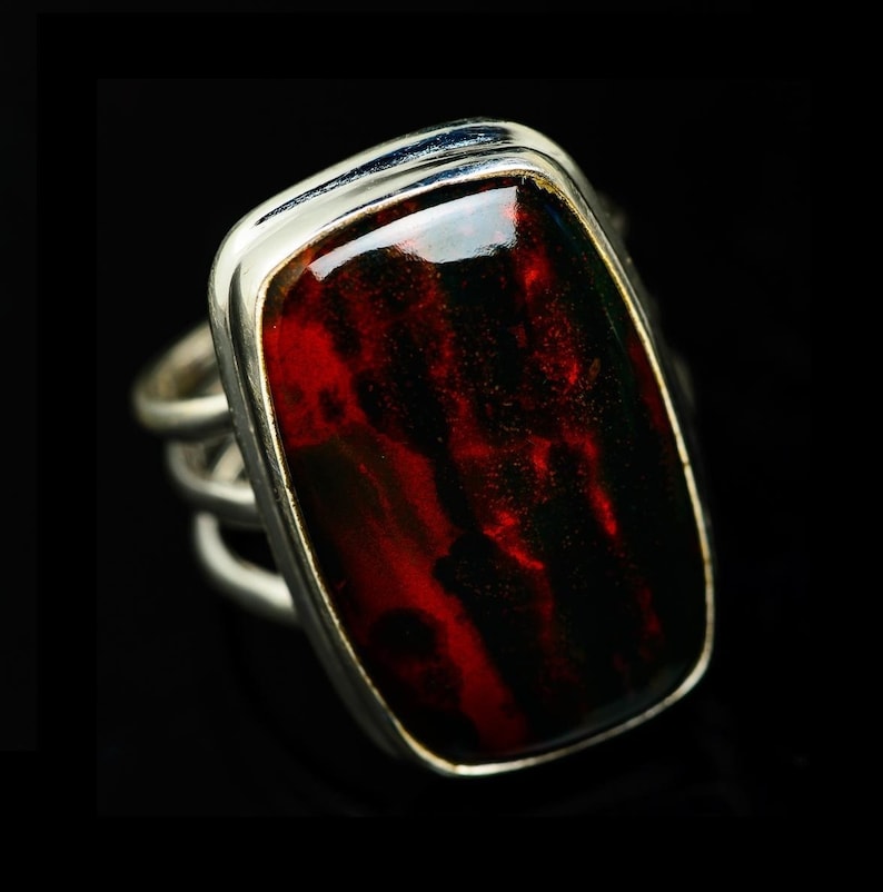 Natural Bloodstone Ring Promise Ring Gift Bloodstone Silver Ring Gift Silver Ring Engagement Ring Propose Ring Red Stone Ring